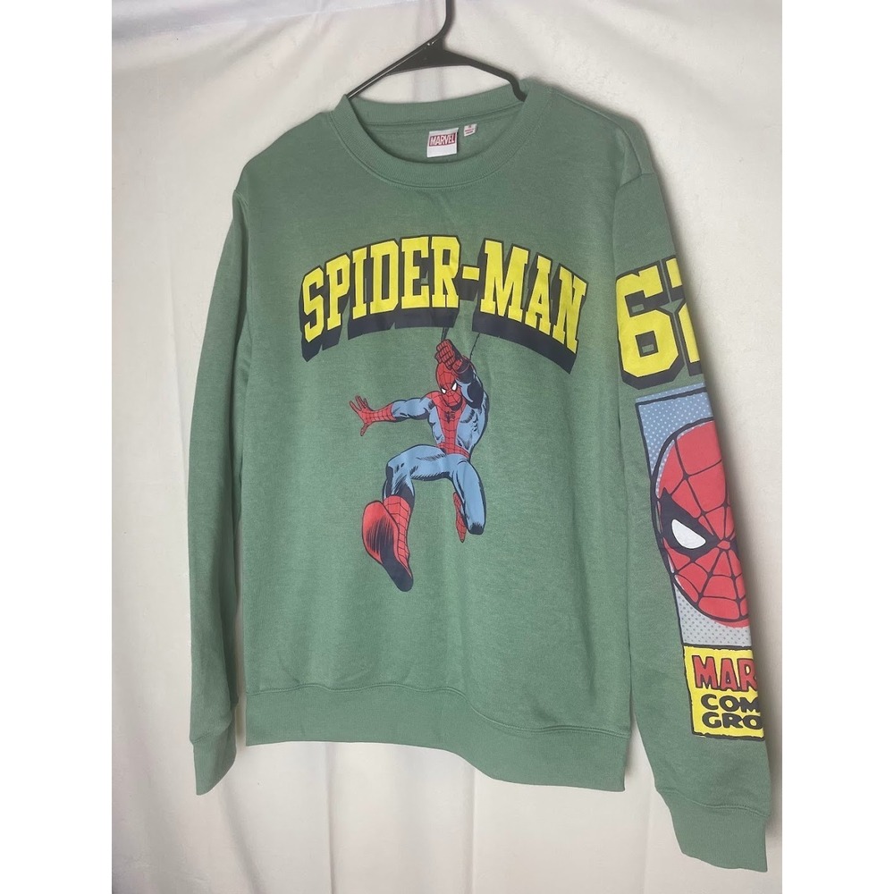 Marvel Spiderman Men's Boy's Crewneck Sweater Green Size Small Brand New